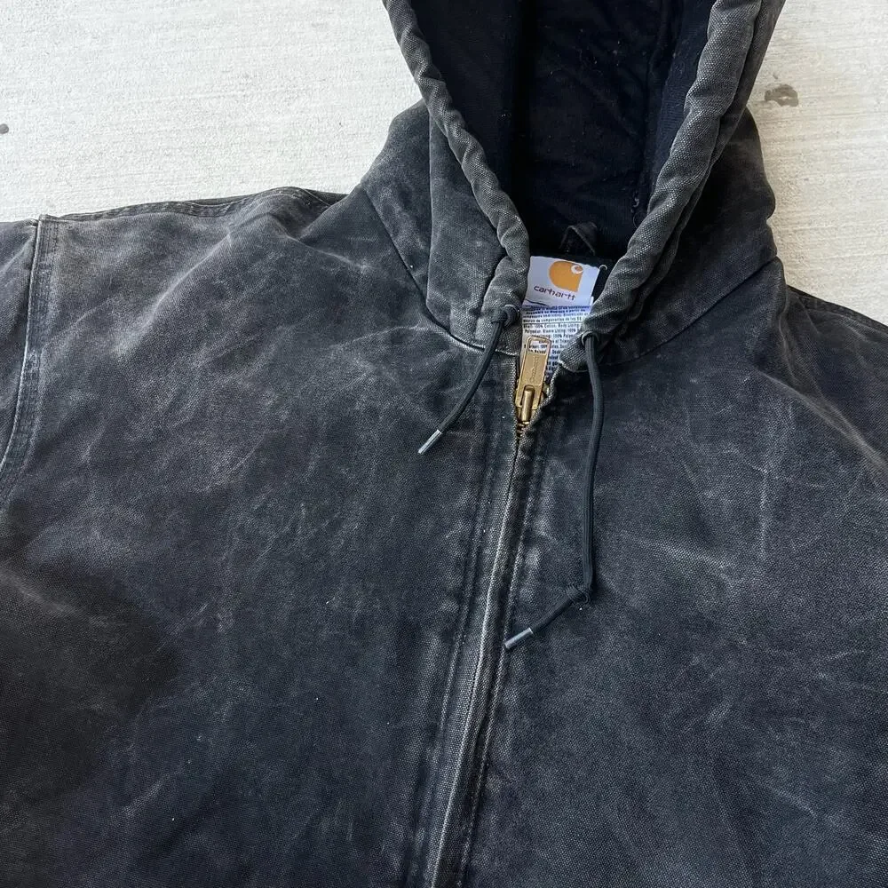 Carhartt J130 BLK faded black hooded work wear jacket